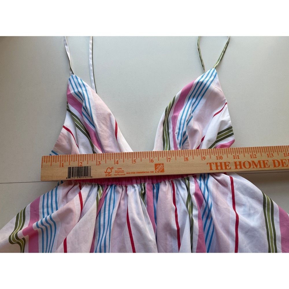 Hill House Home The Gigi Dress Rainbow Stripe Tiered Cotton Mini XS NEW - Picture 9 of 10